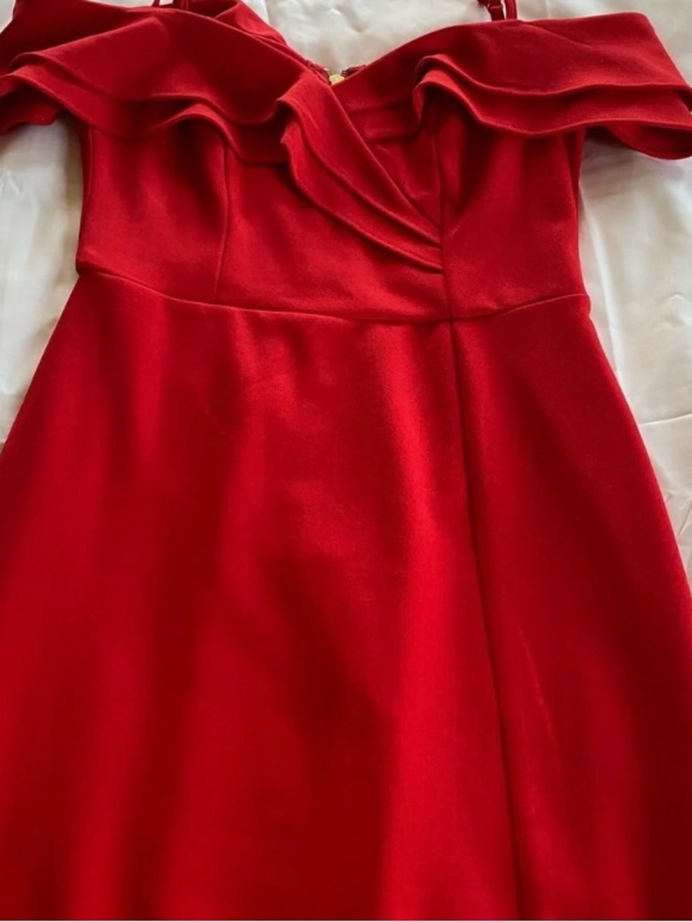 Premier Red One-Shoulder Ruffle Cocktail Dress - Picture 2 of 3